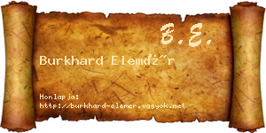 Burkhard Elemér névjegykártya